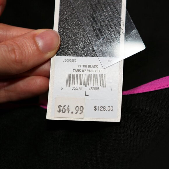 $128 JUICY COUTURE Black Paillette Sleeveless Tank Top Shirt Women's Large NEW - Picture 11 of 13